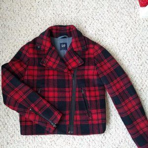 Gap Women's Wool Buffalo Plaid Moto Jacket